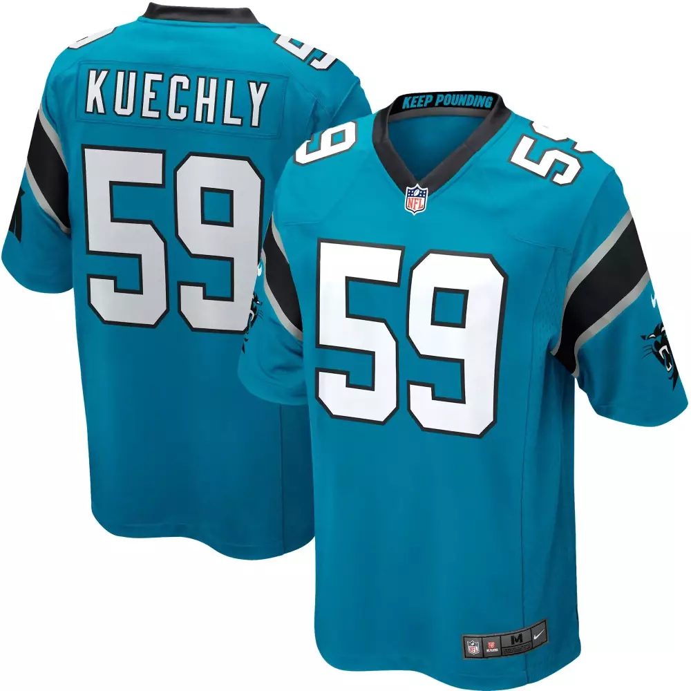 Luke Kuechly 59 Carolina Panthers Jersey Blue Men Player Black Silver All Stitched