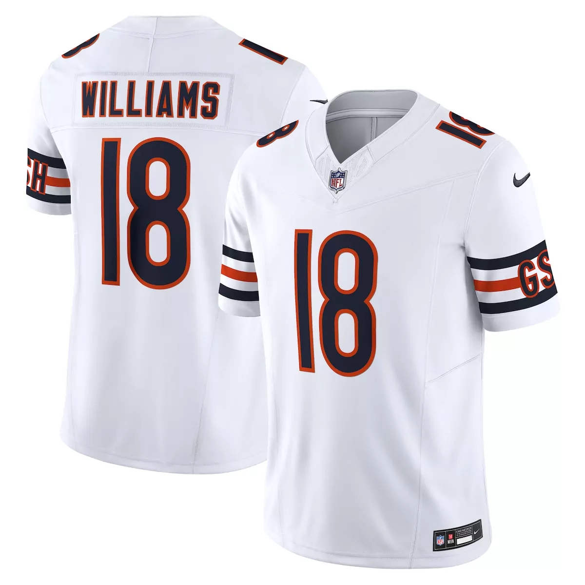 Caleb Williams 18 Bears Jersey White Men Standard Alternate Navy Blue Orange Vapor