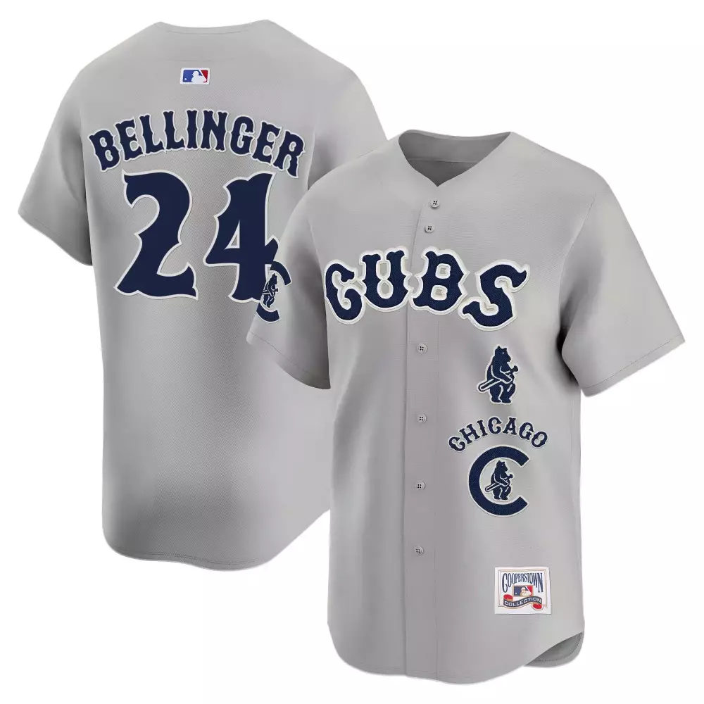 Cody Bellinger 24 Chicago Cubs Jersey Gray Cooperstown Collection Men Navy Blue Vapor