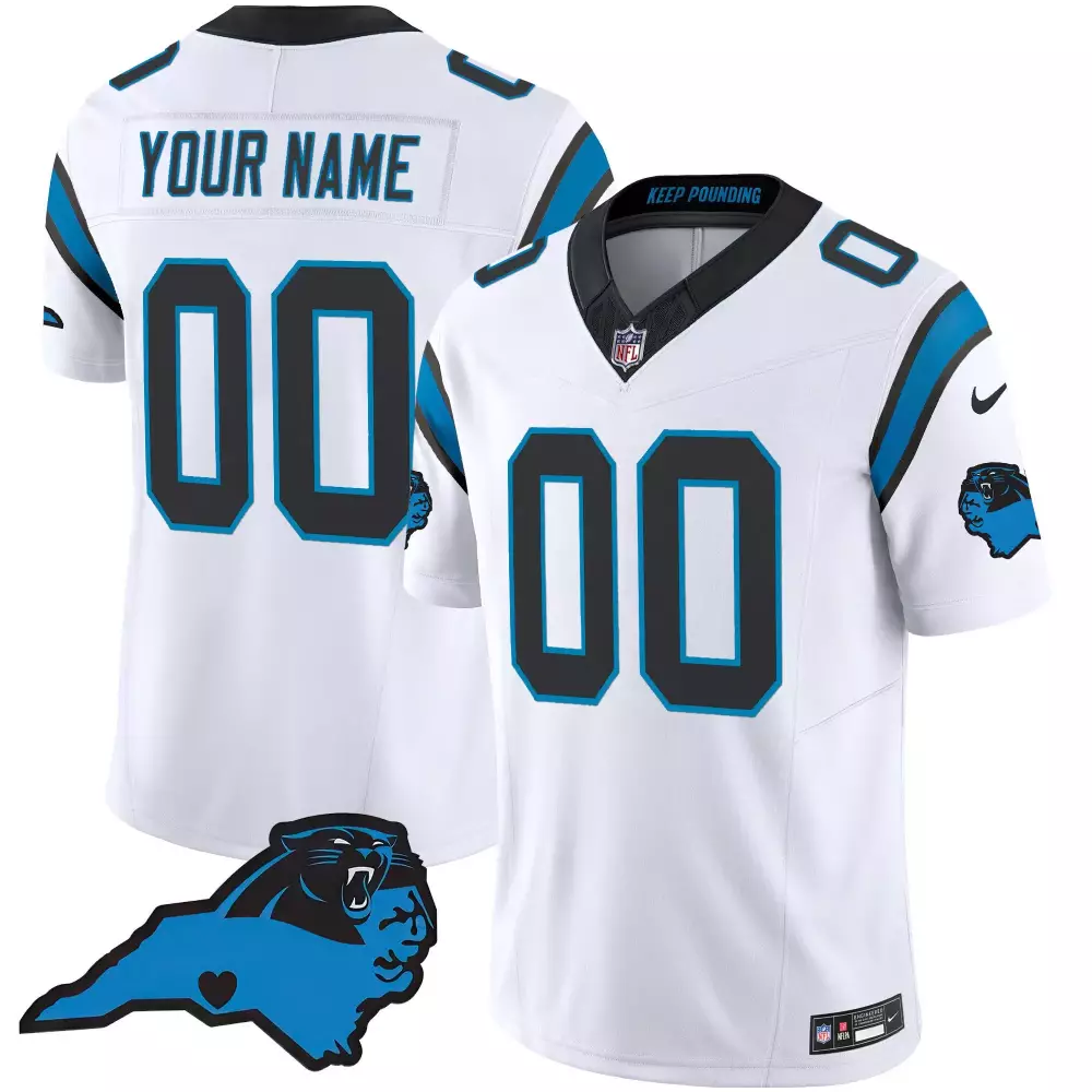 Custom Carolina Panthers Jersey White Null Men Alternate Black Light Blue Vapor Limited