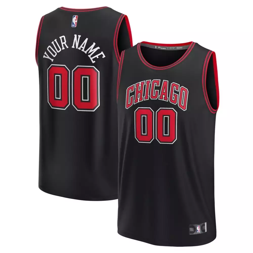 Custom Chicago Bulls Jersey Black Men Red White Replica