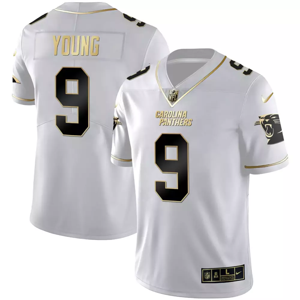 Bryce Young 9 Carolina Panthers Jersey White Limited Edition Men Black Gold Vapor