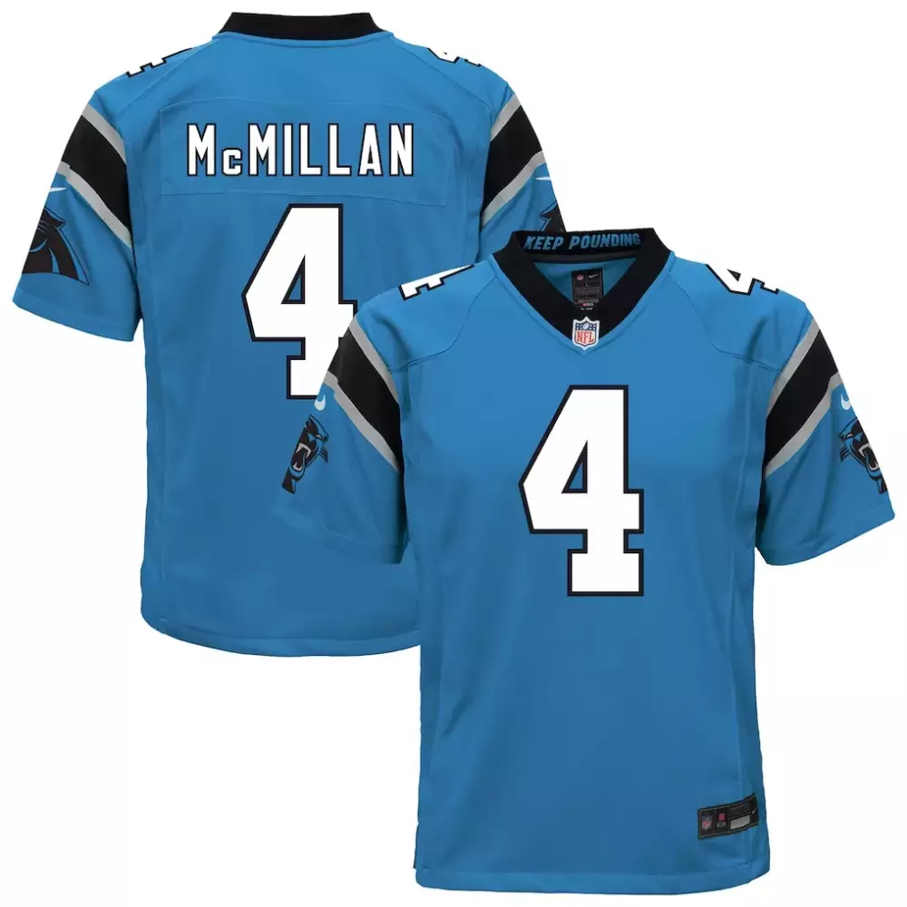 Tetairoa Mcmillan 4 Jersey Carolina Blue Panthers Men Black Silver Alternate Game