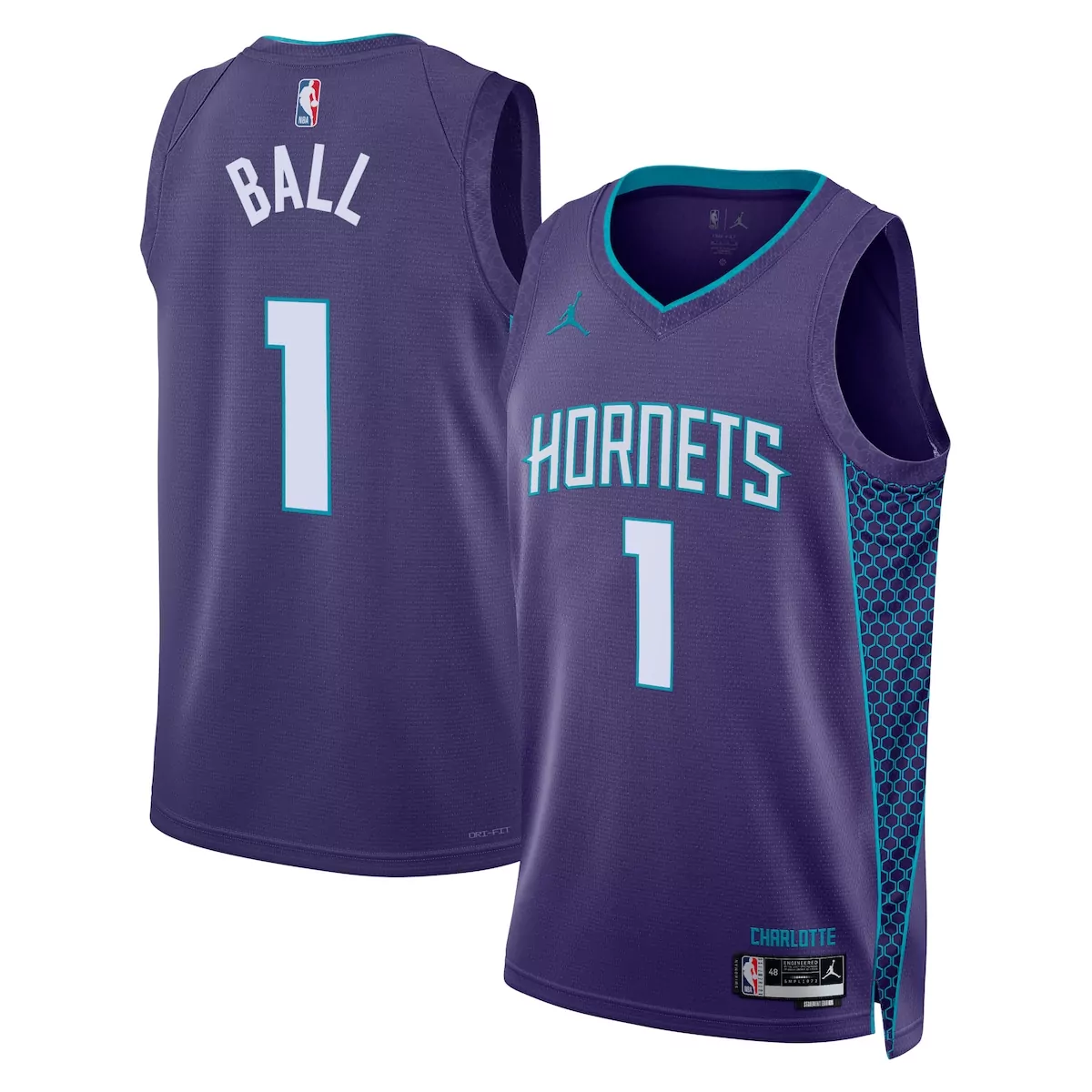 Lamelo Ball 1 Charlotte Hornets Jersey Purple City Connect Men Teal White Unisex
