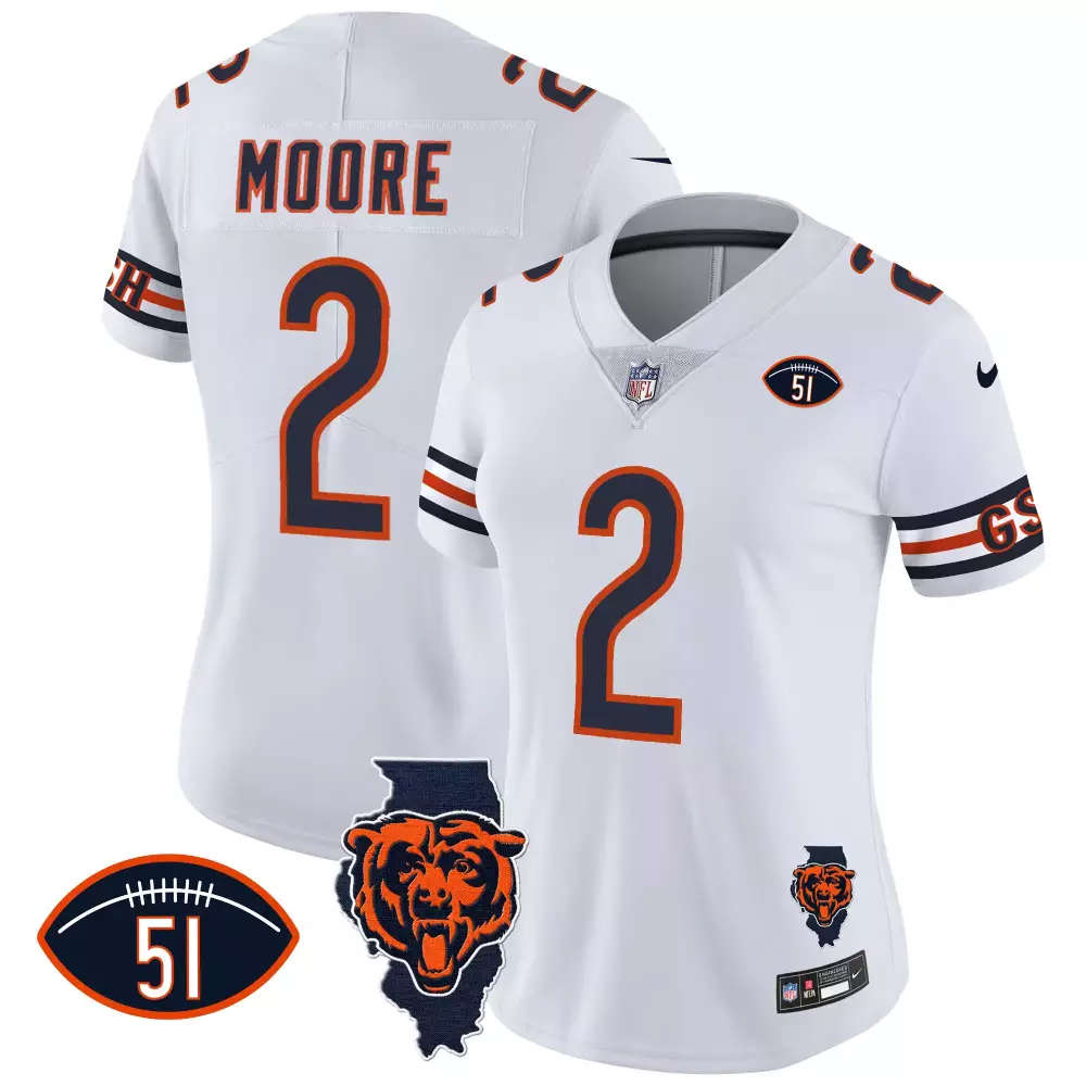 Moore 2 Chicago Bears Jersey White Gs Women Alternate Navy Blue Orange All Stitched