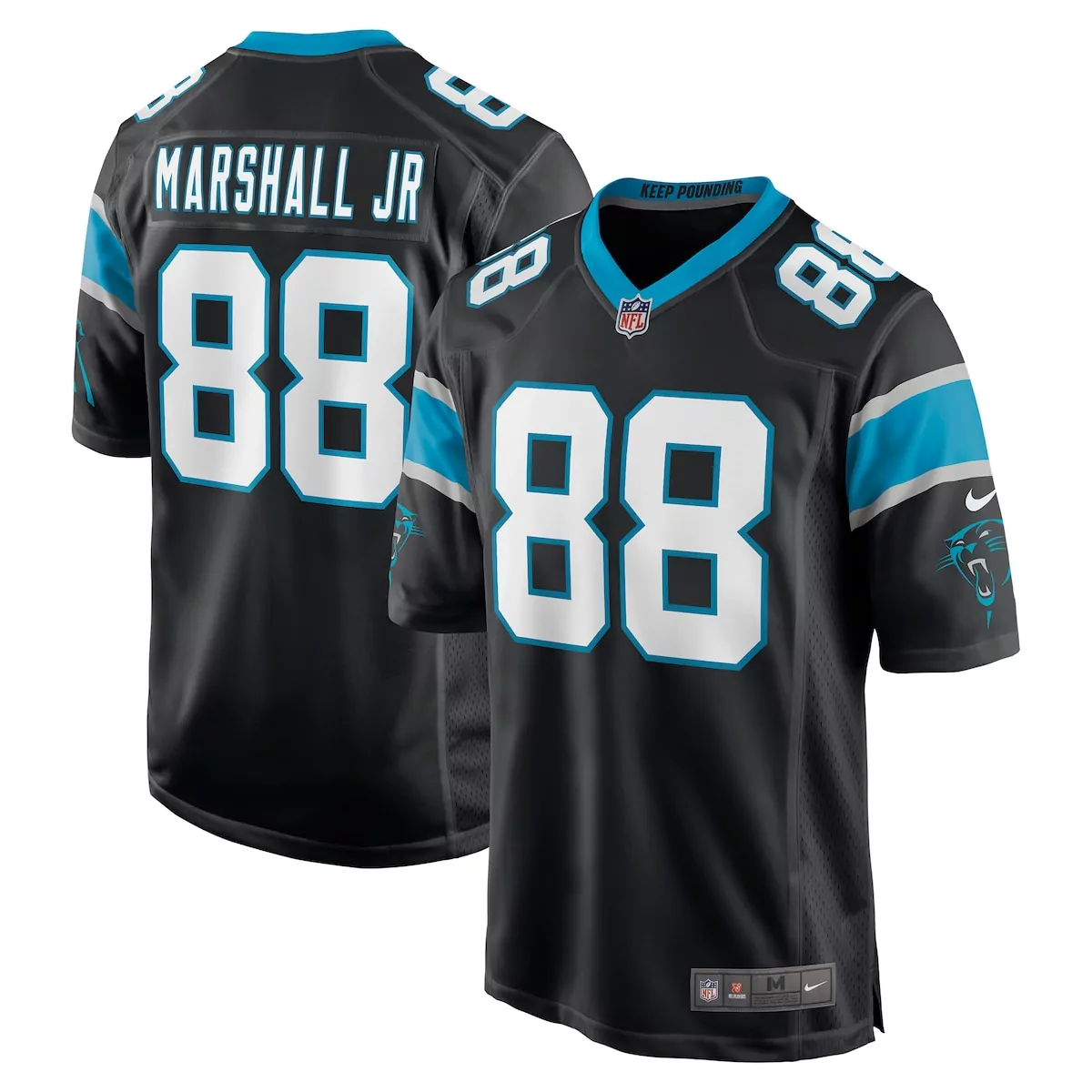 Terrace Marshall 88 Jersey Black Carolina Panthers Men Standard Light Blue White