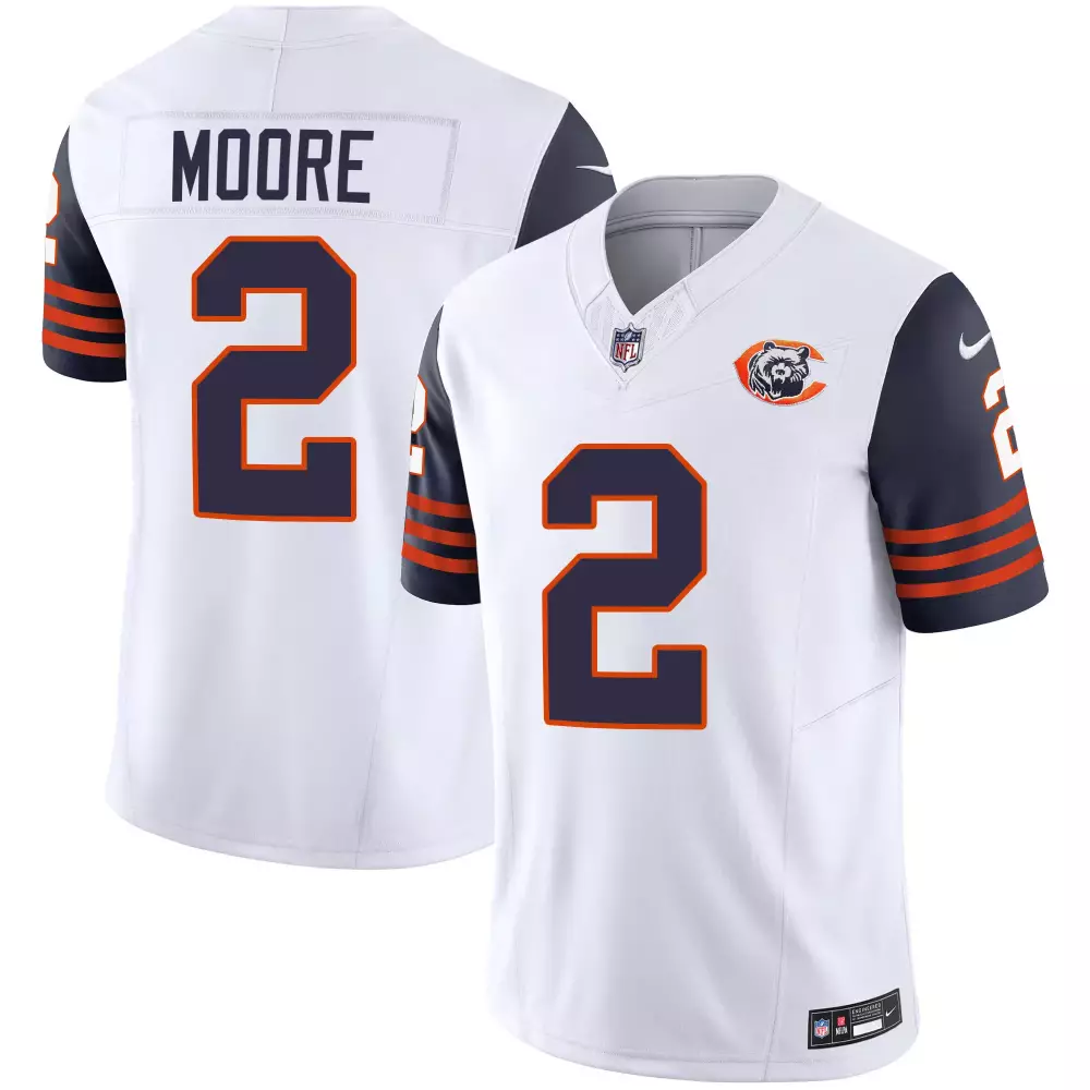 Moore 2 Chicago Bears Jersey White Men Alternate Navy Orange All Stitched