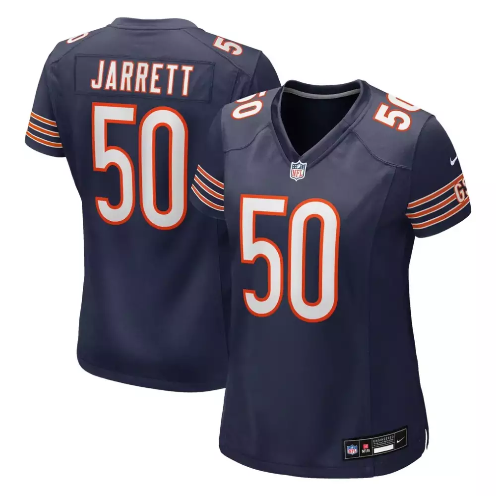 Grady Jarrett 50 Chicago Bears Jersey Navy Blue Women Authentic Orange White Game