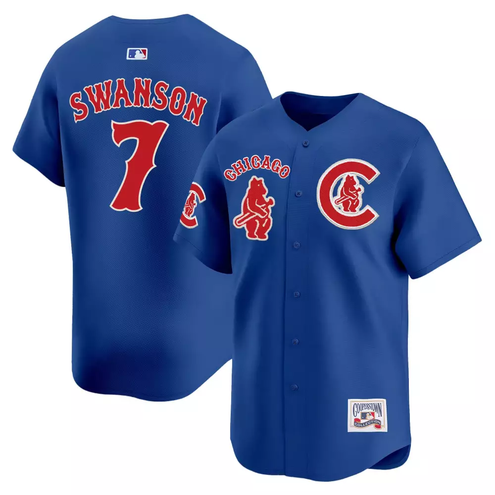 Dansby Swanson 7 Chicago Cubs Jersey Blue Cooperstown Collection Men Red White Vapor