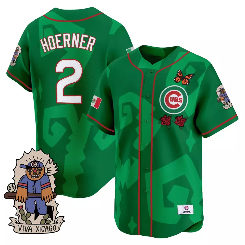 Nico Hoerner 2 Cubs Jersey Green Cinco De Mayo Mexico Flag Viva Xicago Men Custom Design