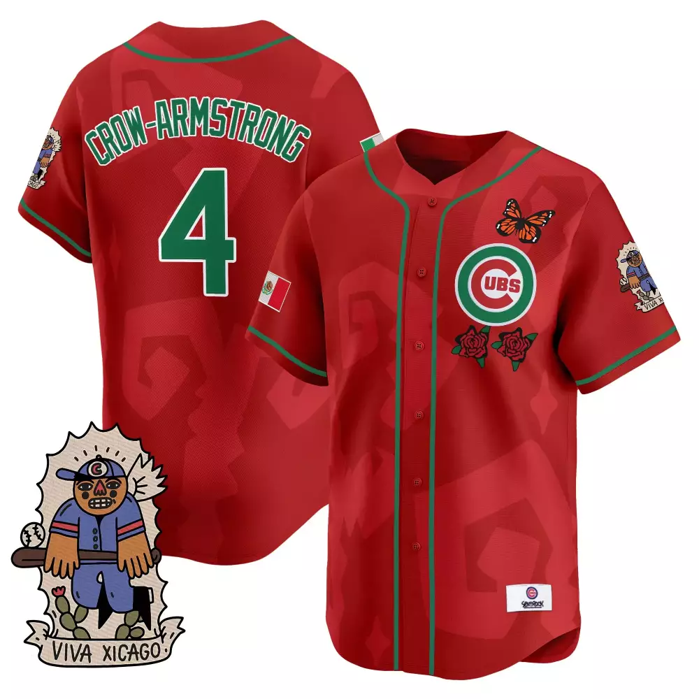 Pete Crow-armstrong 4 Cubs Jersey Red City Connect Mexico Flag Men Green Vapor Embroidered