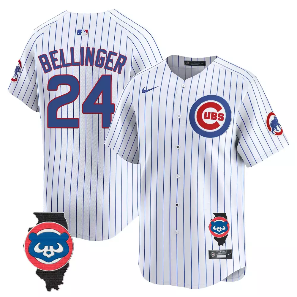 Cody Bellinger 24 Cubs Jersey White City Connect Illinois Men Split Design Blue Red