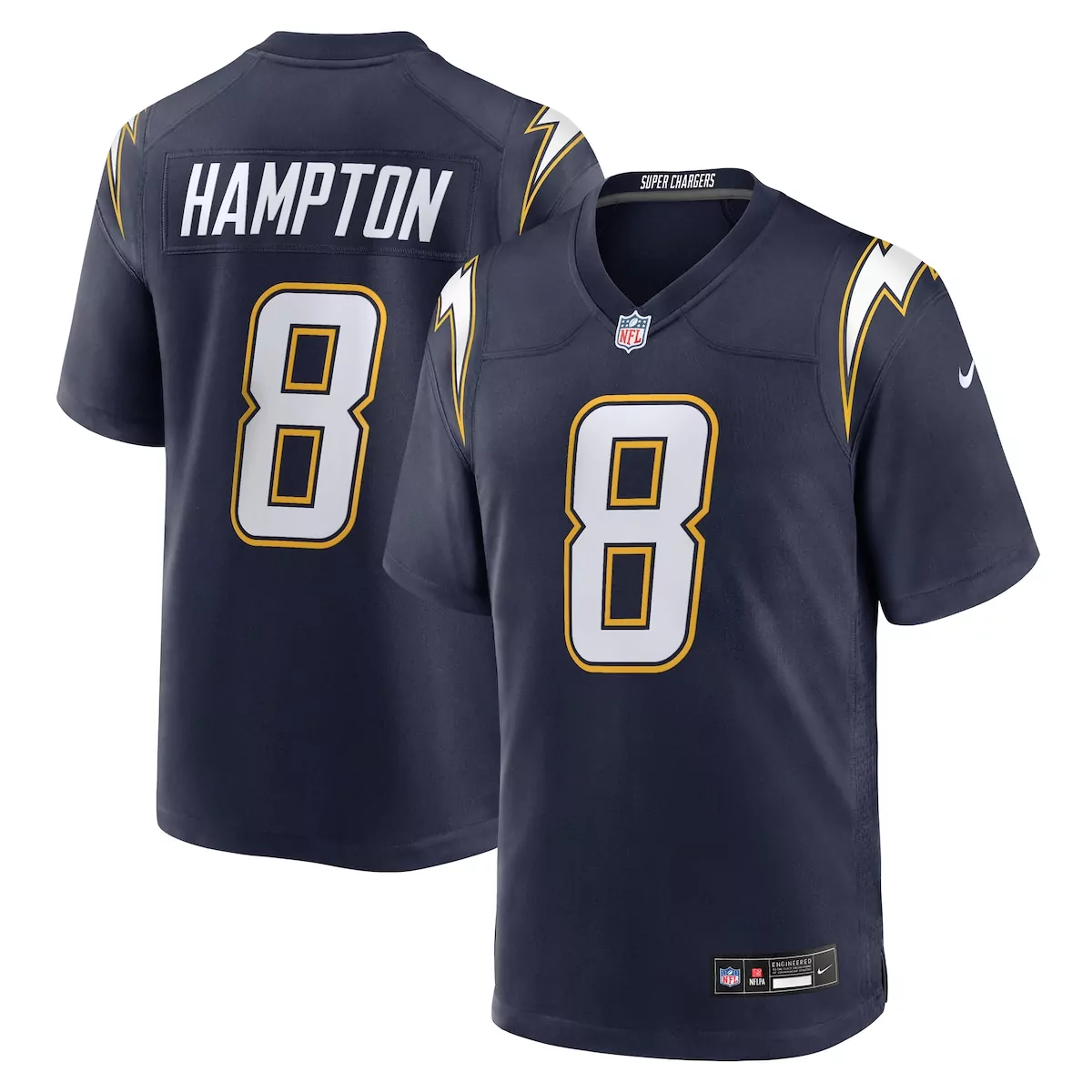 Omarion Hampton 8 Super Chargers Jersey Navy White Yellow Alternate Game