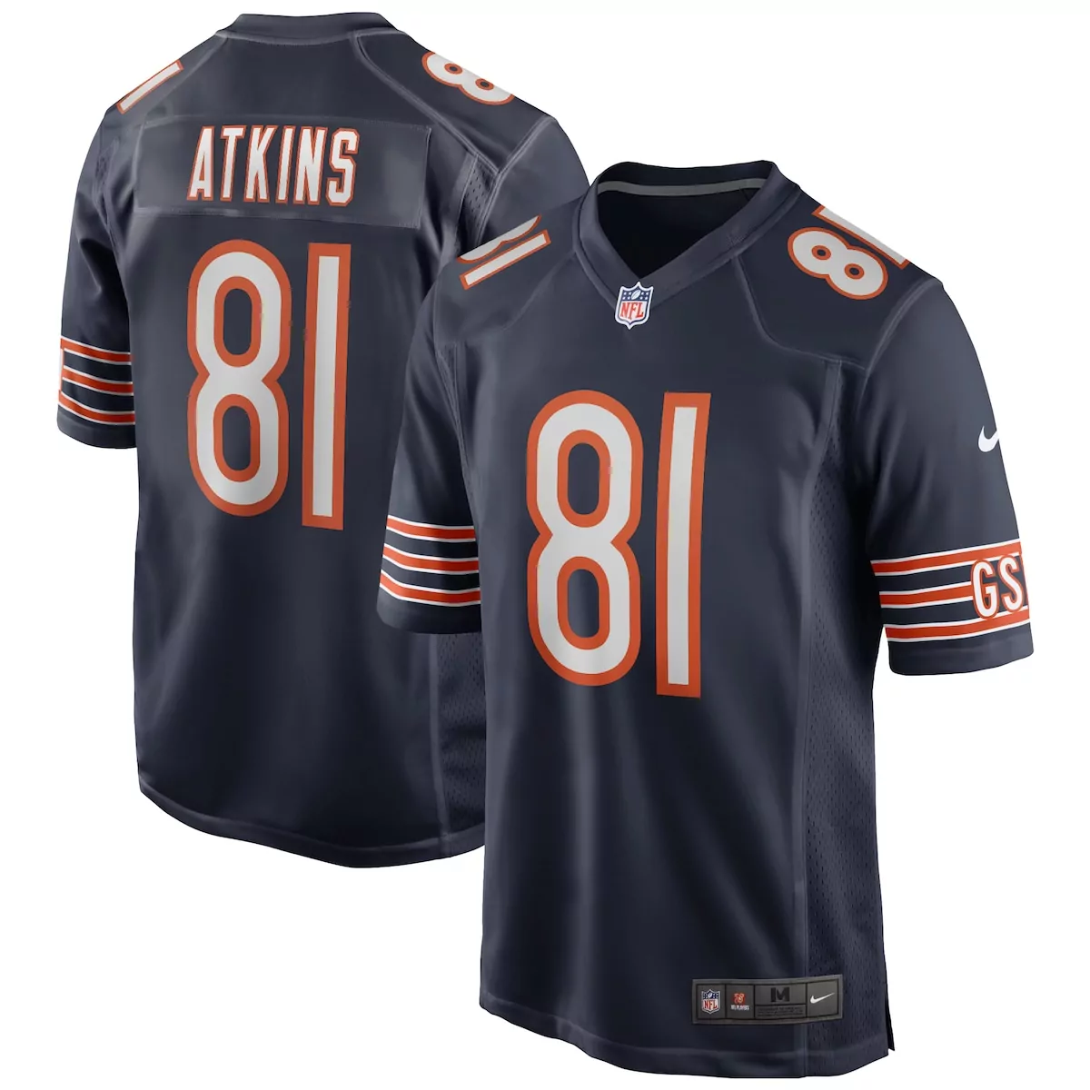 Geno Atkins 81 Chicago Bears Jersey Navy Blue Men Authentic Orange White Game Retired