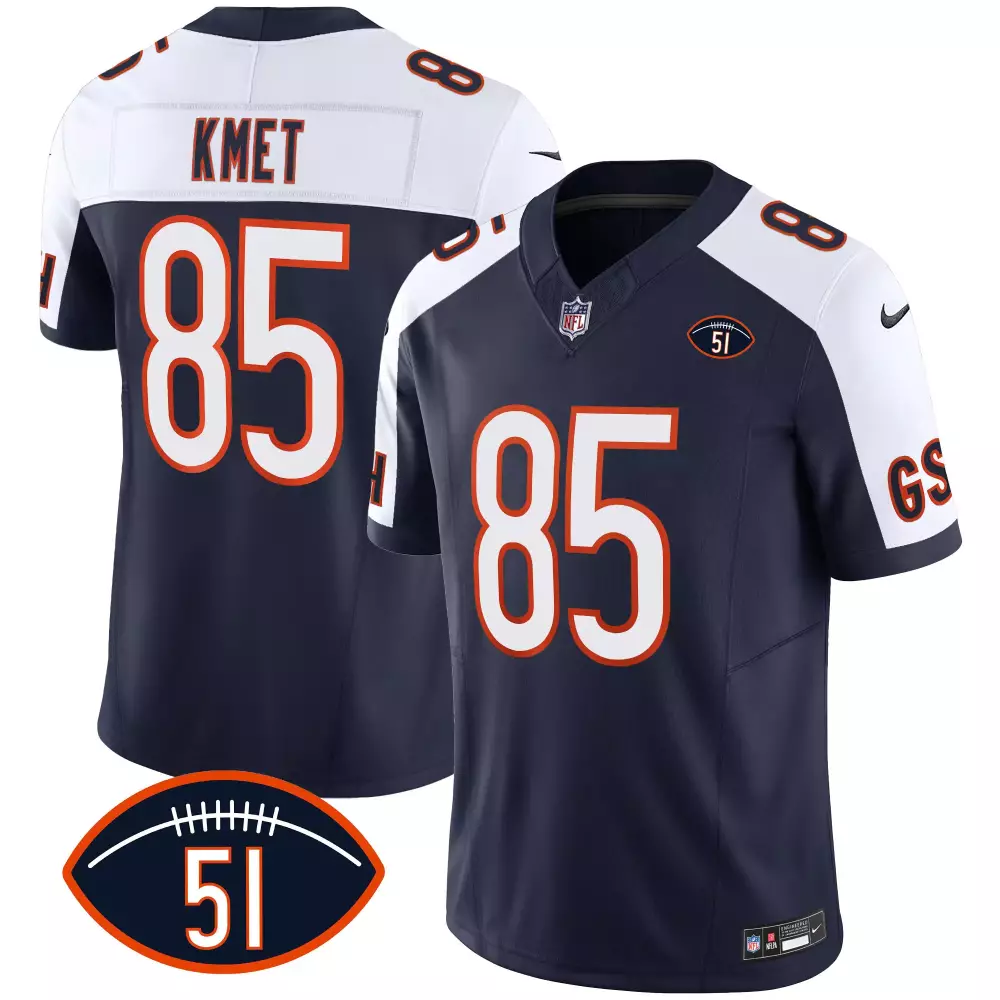 Cole Kmet 85 Chicago Bears Jersey Navy Blue Men White Orange All Stitched