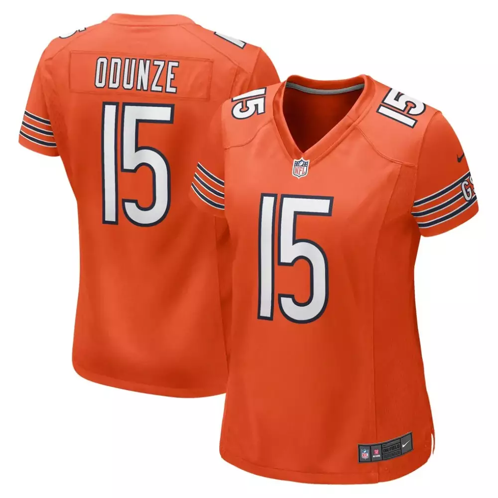 Rome Odunze 15 Bears Jersey Orange Men Replica Navy White Alternate Game