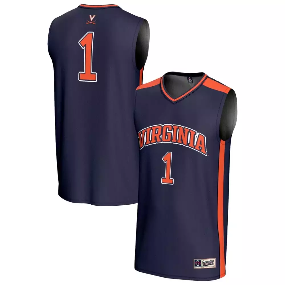 Custom Virginia 1 Jersey Navy Men Orange Gameday Unisex Fashion