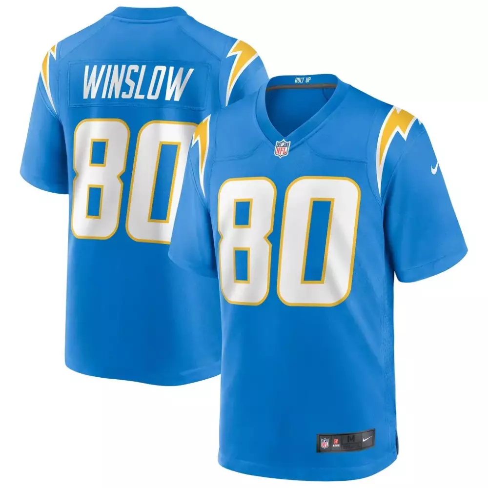 Kellen Winslow 80 Chargers Jersey Blue Men Standard White Yellow Game Retired
