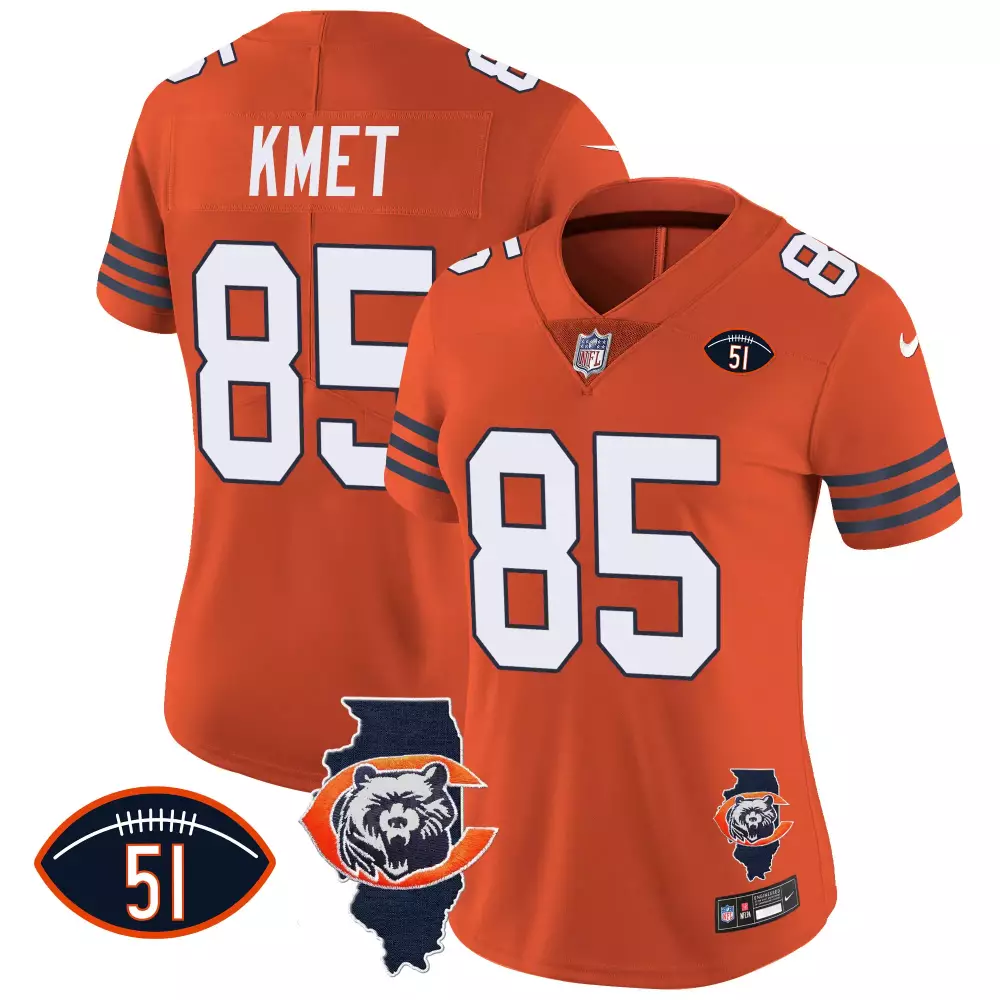 Cole Kmet 85 Chicago Bears Jersey Orange Illinois State Flag Men Navy Blue Stitched