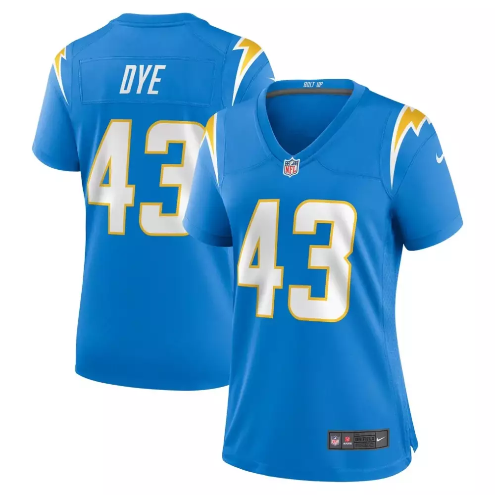 Troy Dye 43 Los Angeles Chargers Jersey Blue Women Replica White Yellow Game