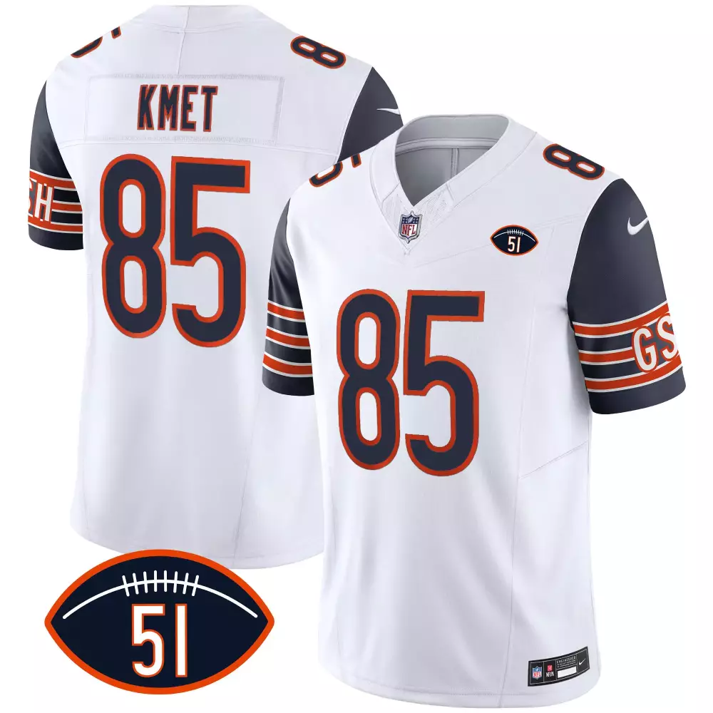 Cole Kmet 85 Chicago Bears Jersey White Men Player Alternate Navy Orange All Stitched