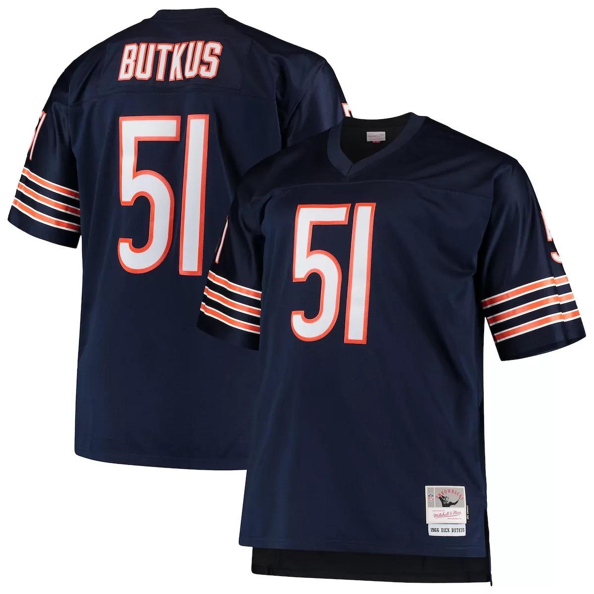Dick Butkus 51 Chicago Bears Jersey Navy Blue 1966 Mitchell Ness Men Throwback Design