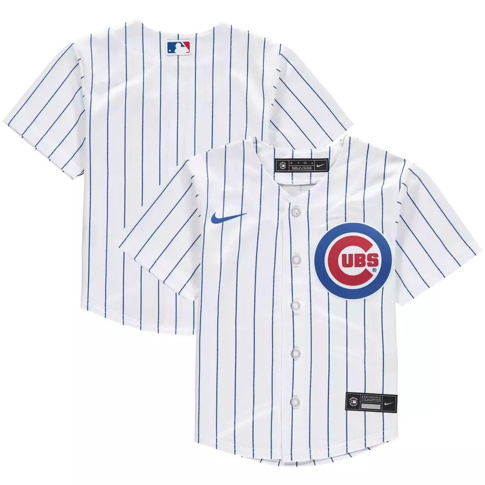 Pinstripe Chicago Cubs Jersey White Nike Kids Blue All Stitched Vapor