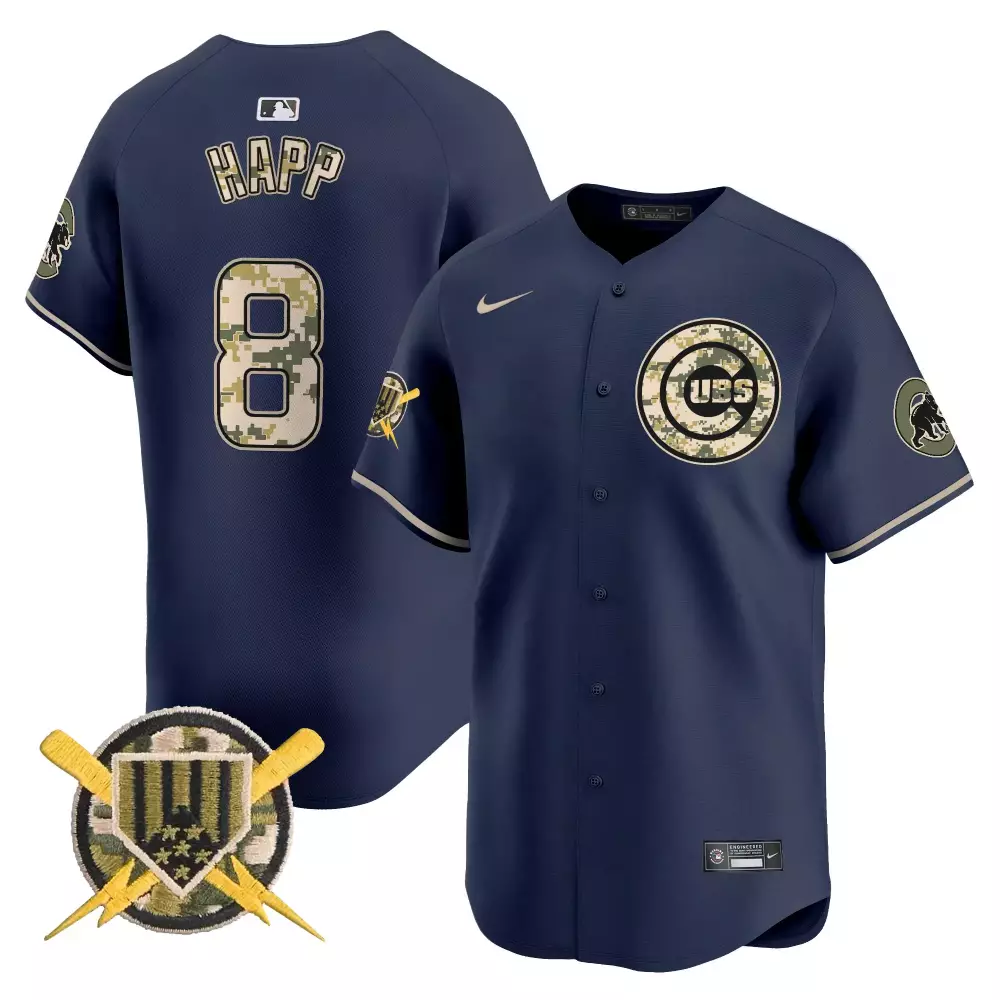 Ian Happ 8 Cubs Jersey Navy Blue City Connect Digital Camouflage Number Men Split Design