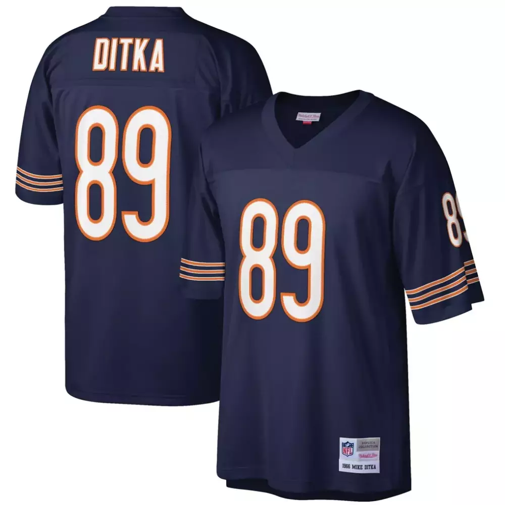 Mike Ditka 89 Chicago Bears Jersey Navy Mitchell & Ness 1966 Men Orange White Retired
