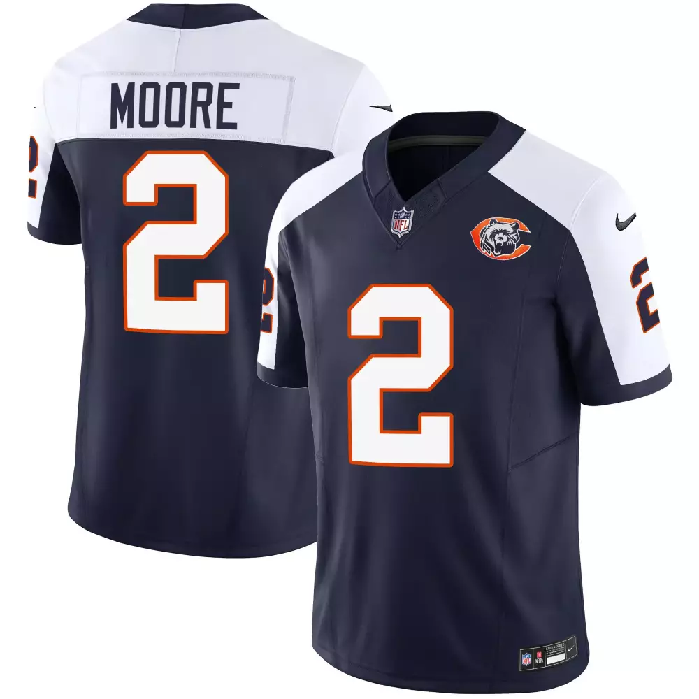 Dj Moore 2 Chicago Bears Jersey Navy Blue Men Player White Orange Alternate Throwback