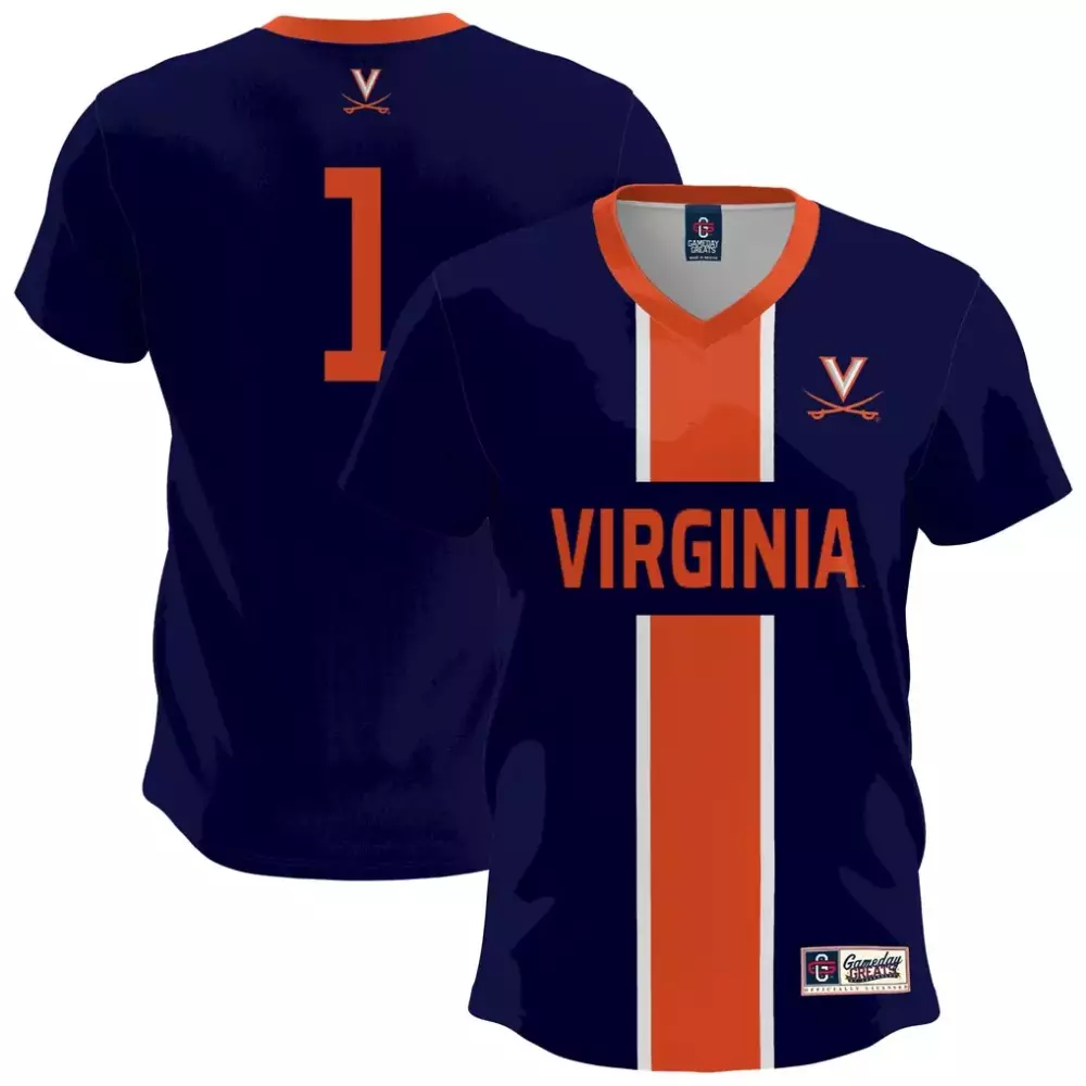 Custom Virginia 1 Jersey Navy Blue Orange Gameday Fashion