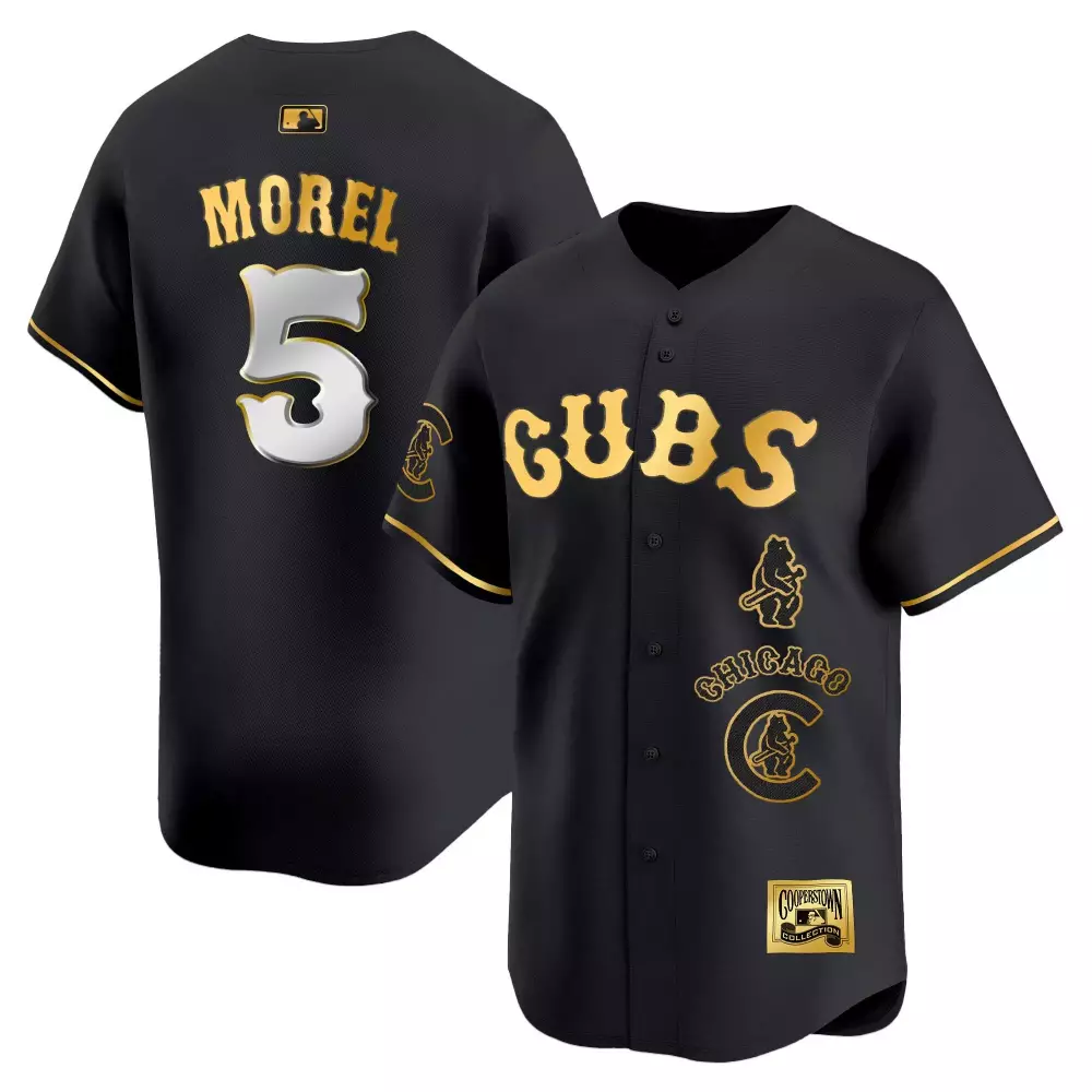 Christopher Morel 5 Cubs Jersey Black Cooperstown Collection Men Gold White Vapor