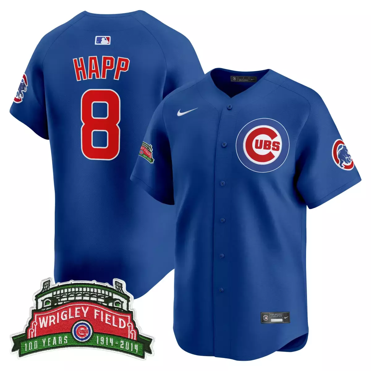 Happ Wrigley 8 Cubs Jersey Blue Men Red White Vapor Premier Limited All Stitched