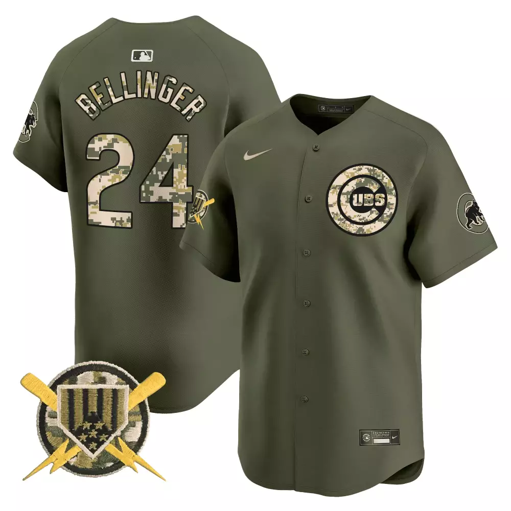 Cody Bellinger 24 Cubs Jersey Olive Green Veterans Day Military Camouflage Men Custom Design