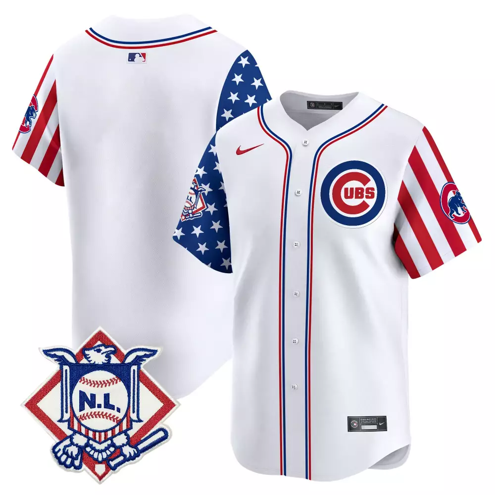 Fourth July Chicago Cubs Jersey White USA Themed National League Men Split Design
