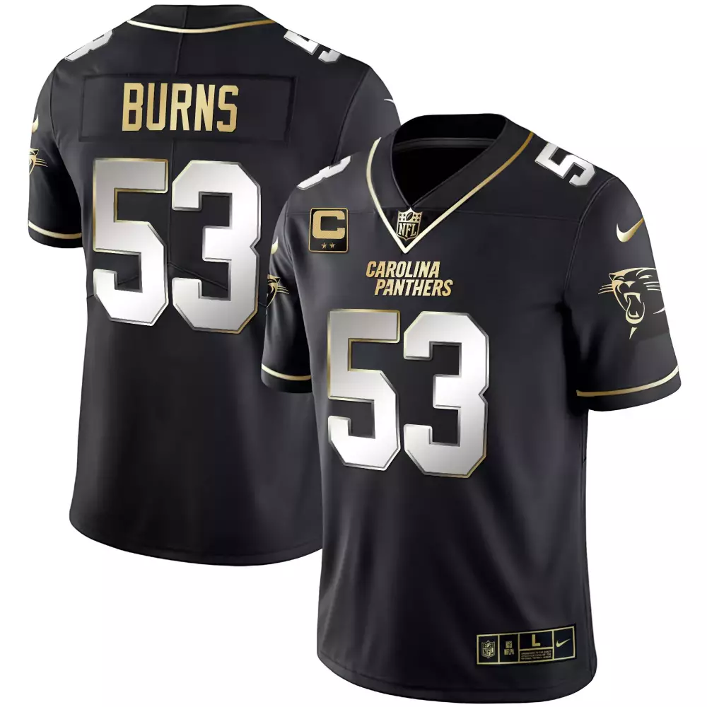 Brian Burns 53 Carolina Panthers Jersey Black Men Gold Silver All Stitched Vapor