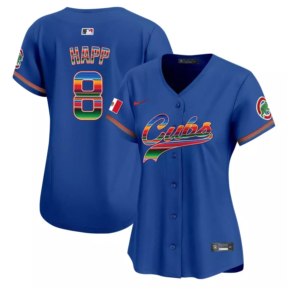 Ian Happ 8 Cubs Jersey Blue Mexican Flag Men Alternate Split Design Red Green Yellow
