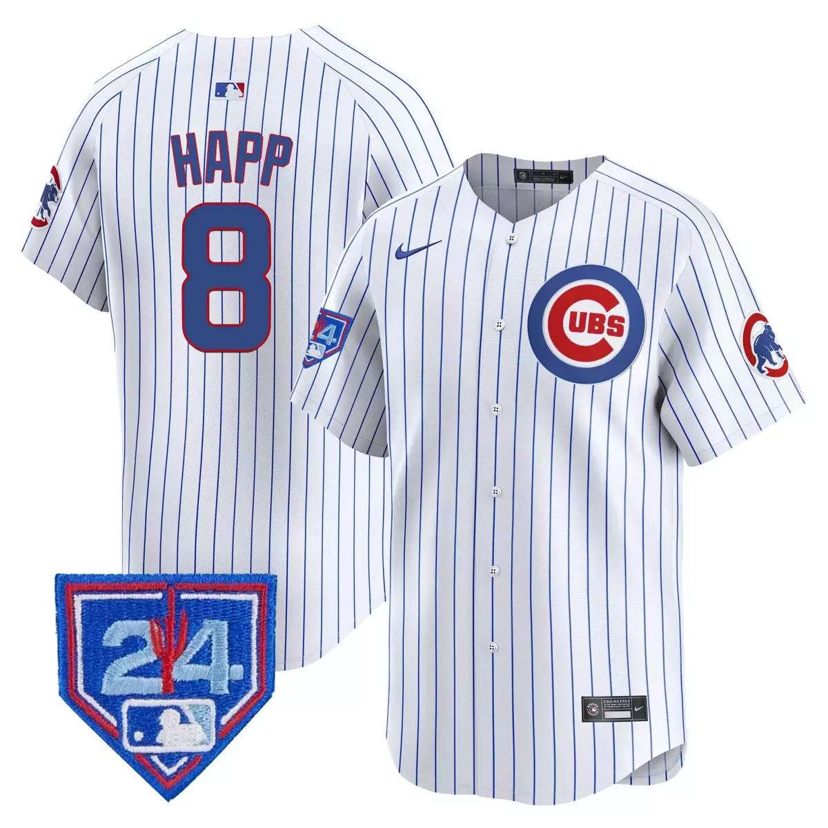 Happ Training 8 Cubs Jersey White Men Blue Red Vapor Premier Limited v2 All Stitched
