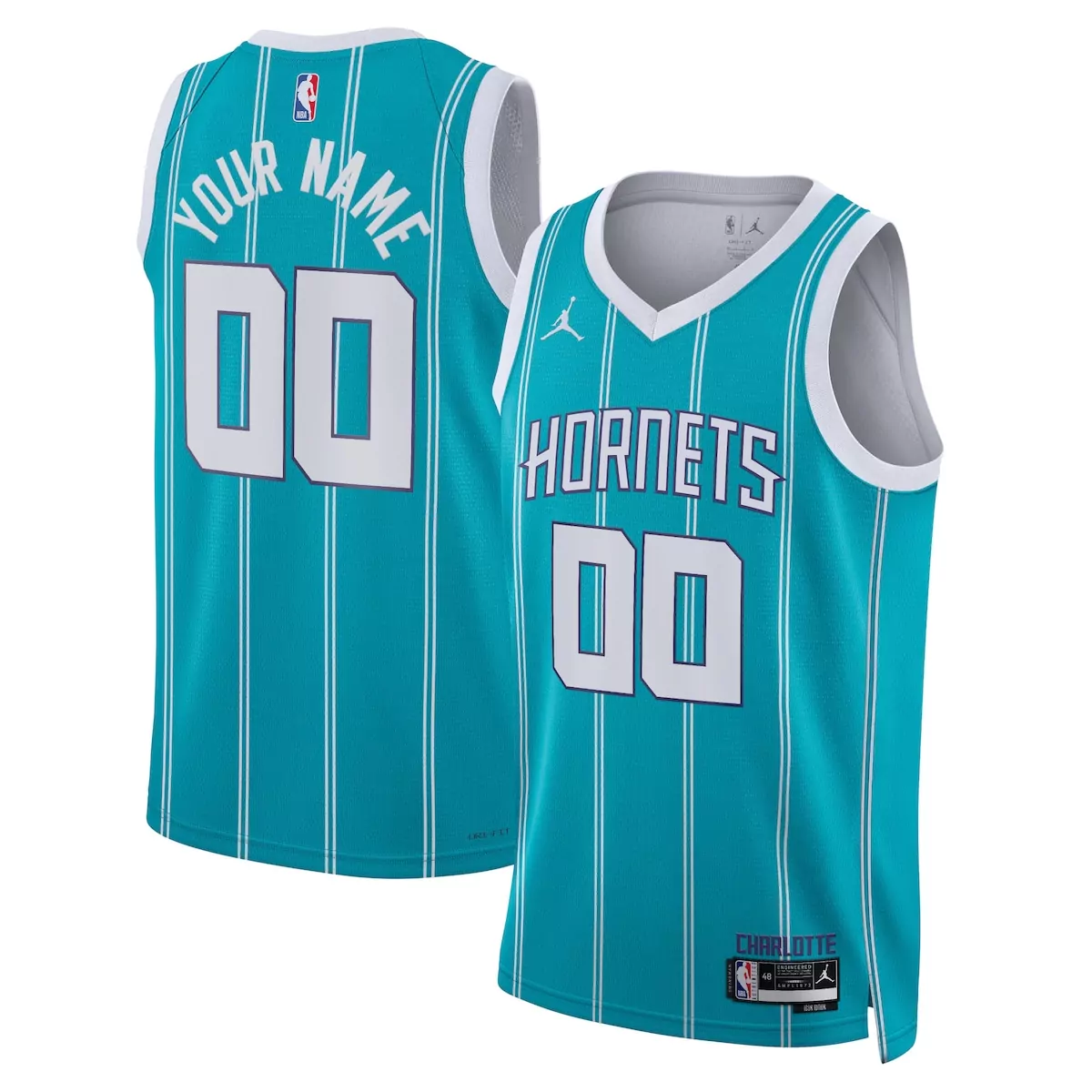 Custom Charlotte Hornets Jersey Teal Men White Icon Unisex