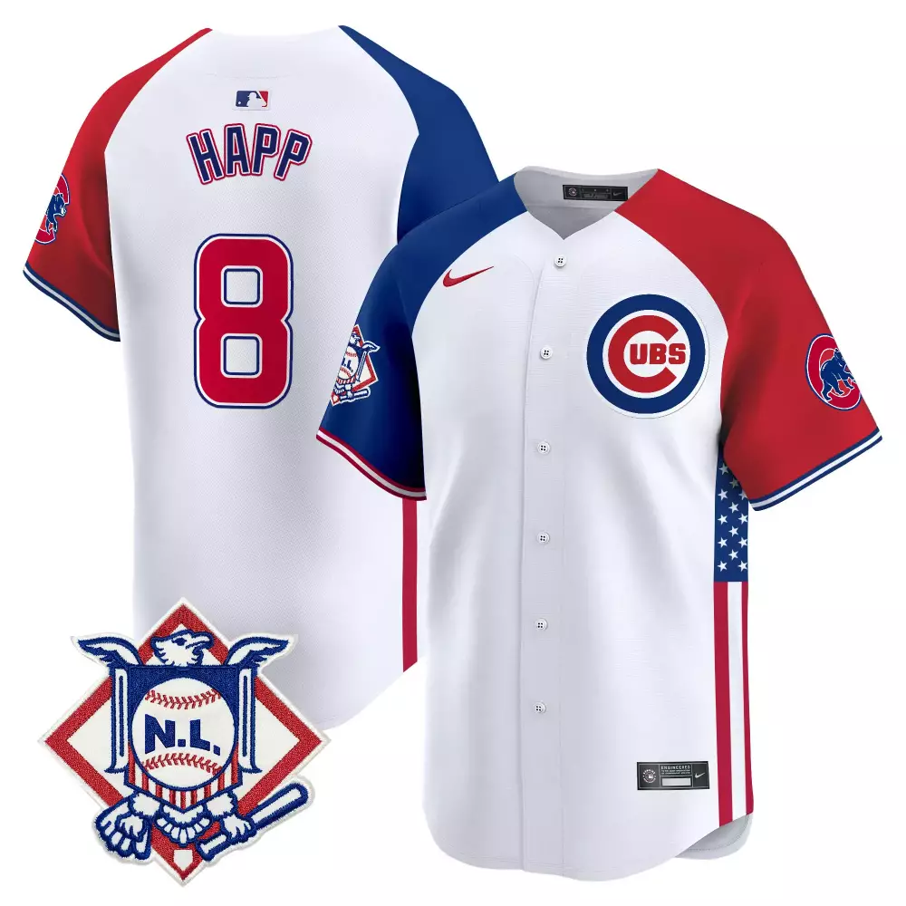 Ian Happ 8 Cubs Jersey White City Connect Nl Men Split Design Red Blue Alternate