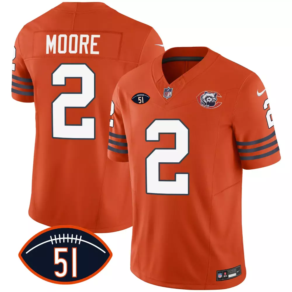Moore 2 Chicago Bears Jersey Orange Men NFL Navy Blue White All Stitched Vapor