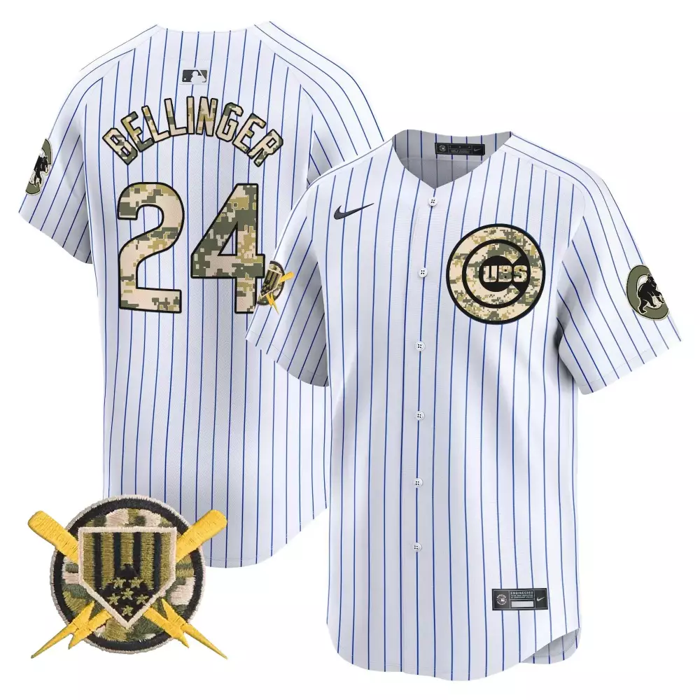 Cody Bellinger 24 Cubs Jersey White Military Camouflage Men Split Design Blue Green