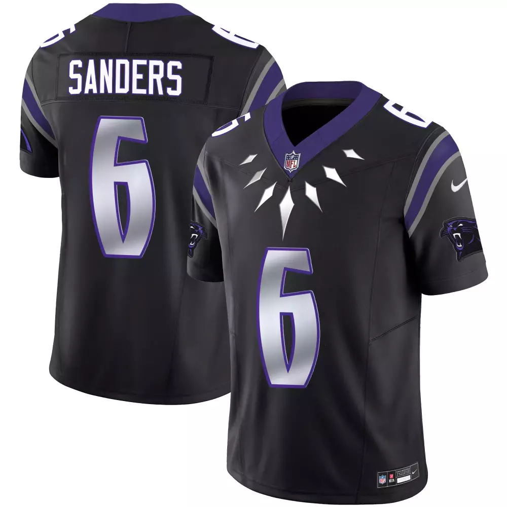 Miles Sanders 6 Carolina Panthers Jersey Black Men Player Alternate Purple Silver