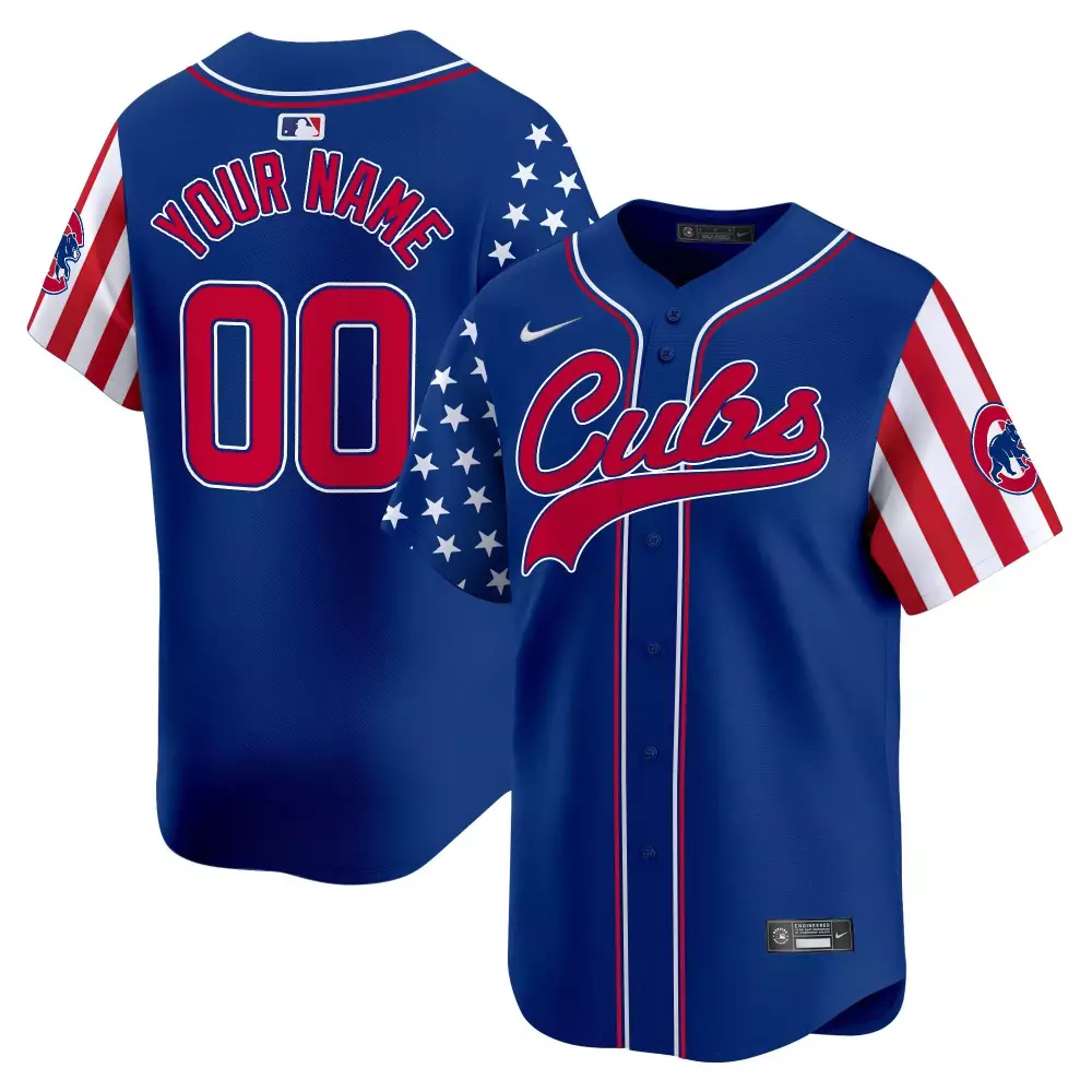 Custom Cubs Jersey Blue Stars And Stripes Design Red White Vapor Premier Limited