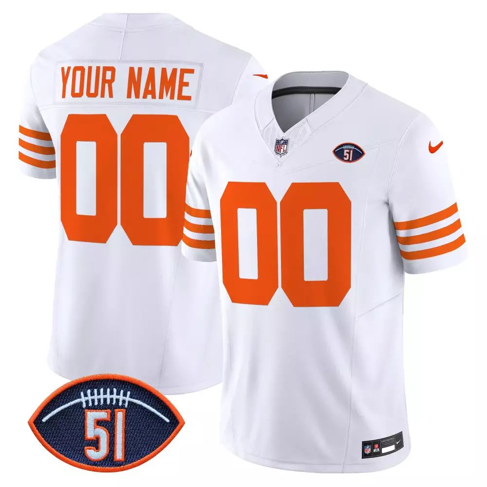 Custom Jersey White Orange Throwback Vapor Limited All Stitched