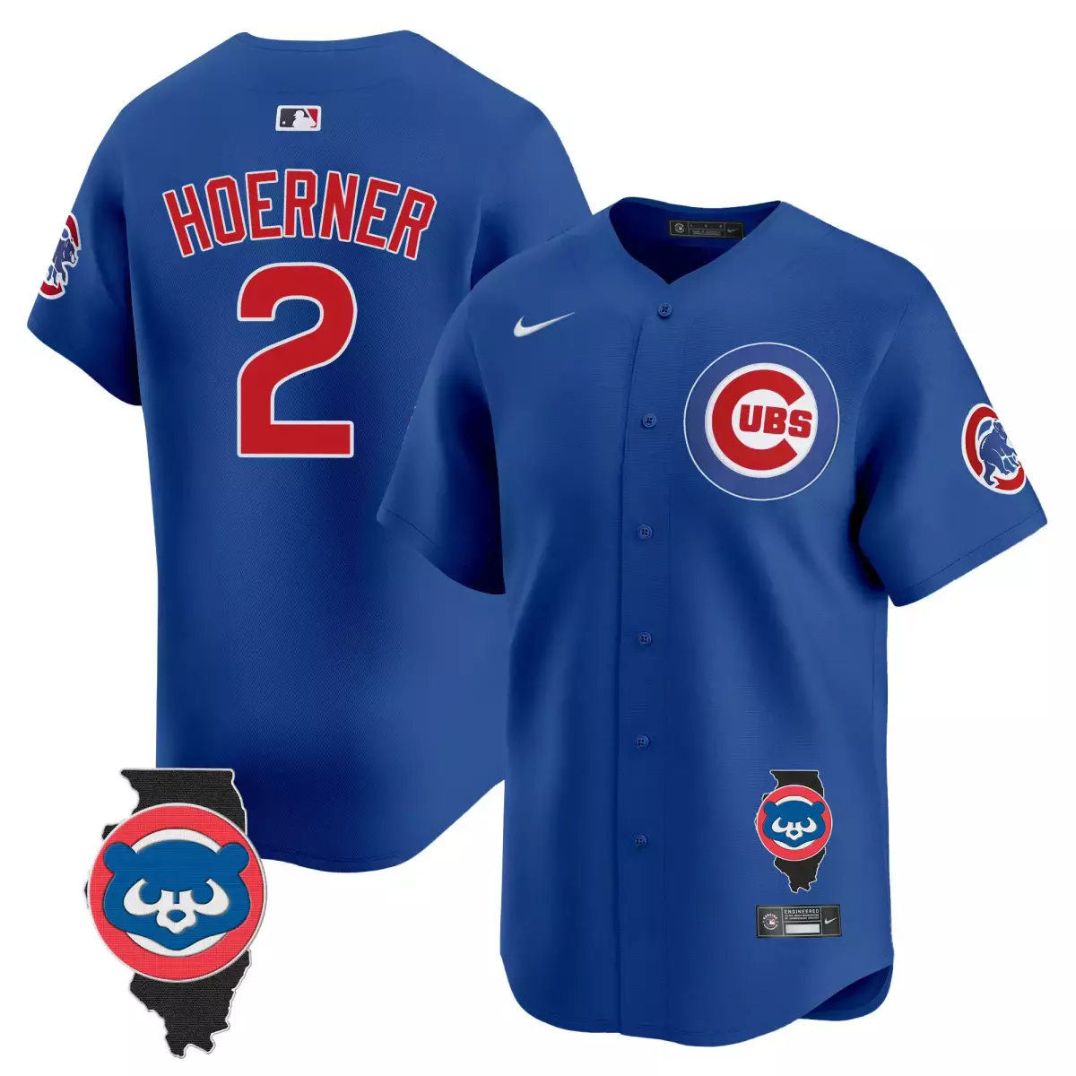 Nico Hoerner 2 Cubs Jersey Blue Illinois State Shape Men Red White Vapor Premier