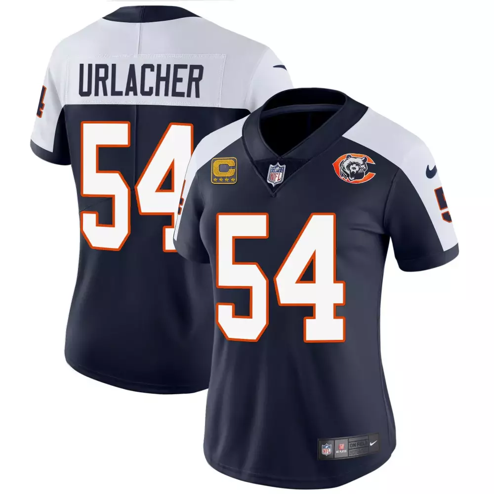 Brian Urlacher 54 Chicago Bears Jersey Navy Blue Men Authentic White Orange Alternate