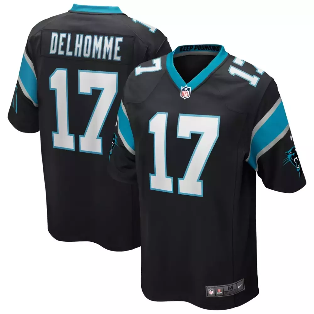 Jake Delhomme 17 Jersey Black Carolina Panthers Men Light Blue Grey Game Retired