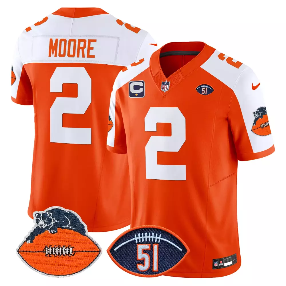 Dj Moore 2 Chicago Bears Jersey Orange Alternate Bear Football 51 Men White Navy Blue