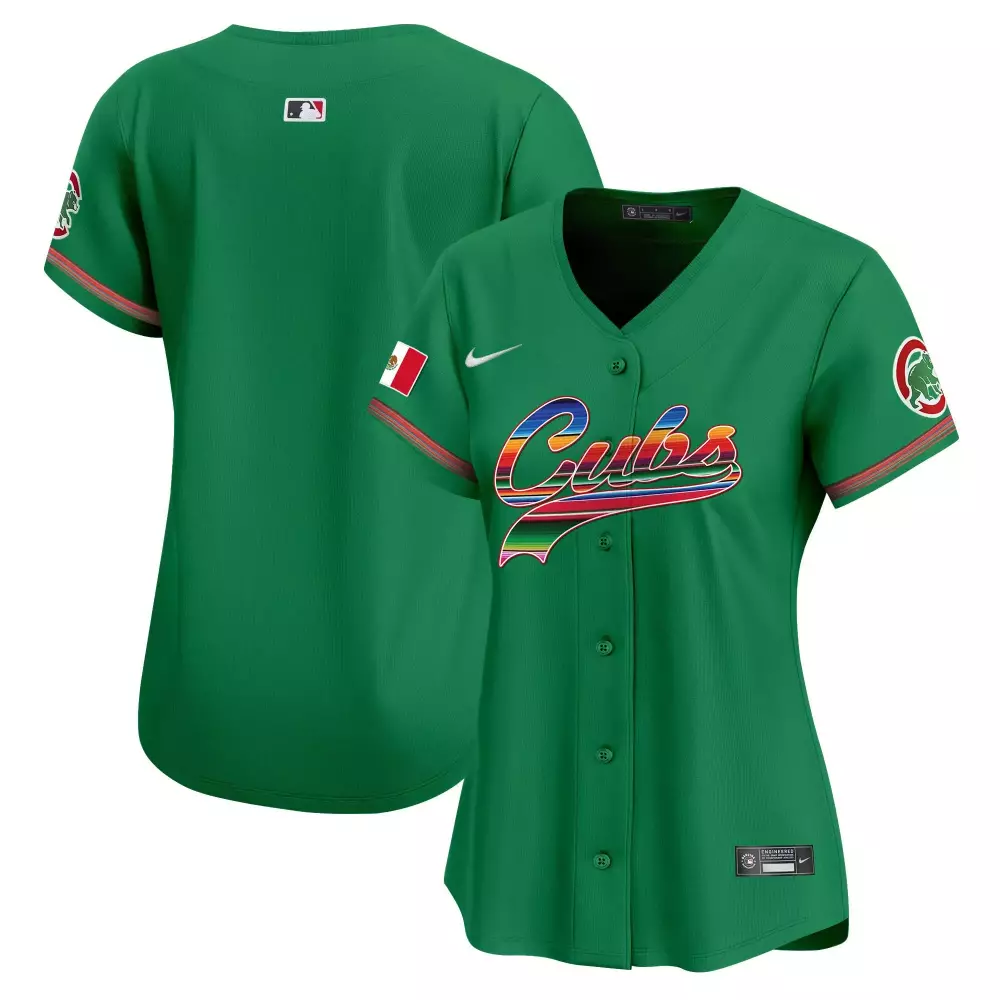 Chicago Cubs Jersey Green Mexican Heritage Mexico Flag Women Alternate Red White